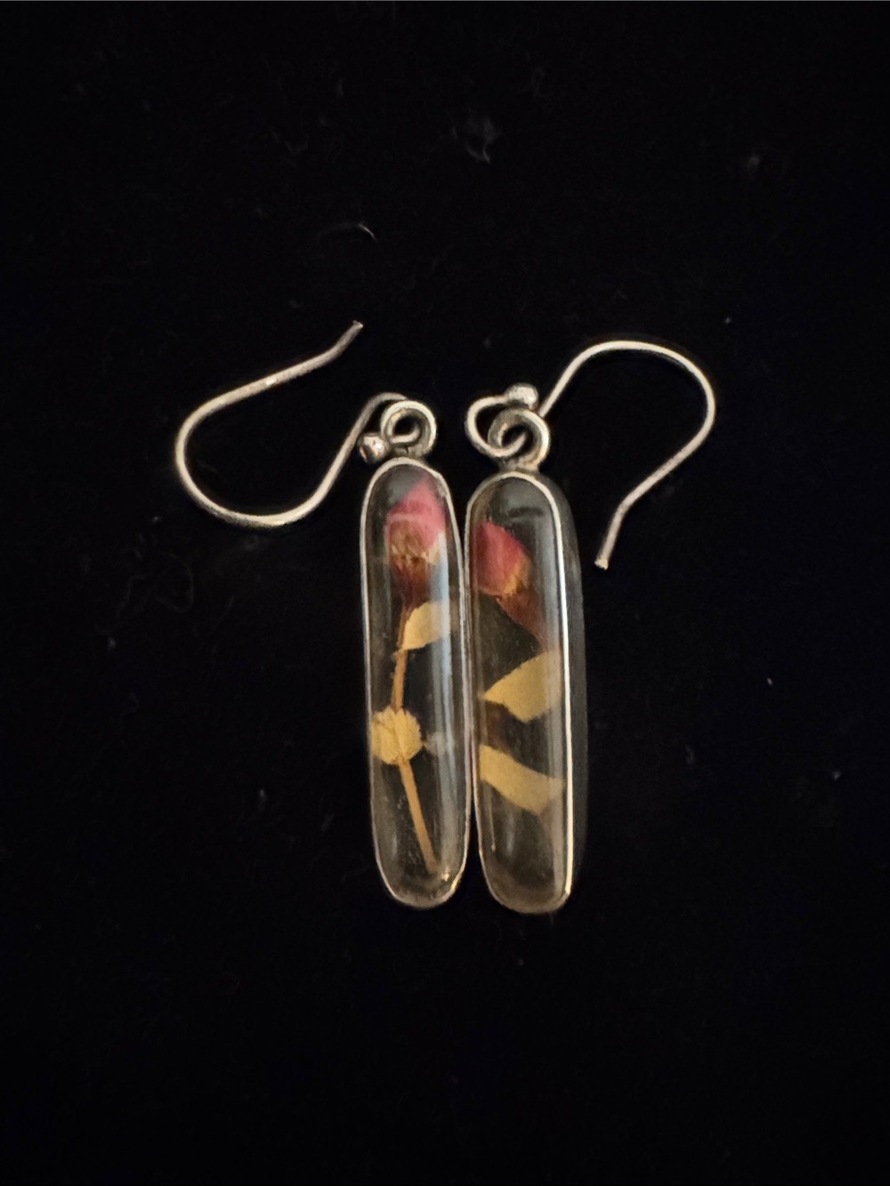 Charles Albert Pink rose Resin Drop Earrings